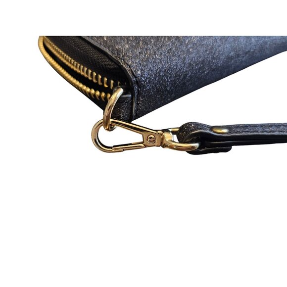 New Michael Kors Large Flat Multifunction Phone Case Wristlet Blk Glitter Wallet - Picture 12 of 16